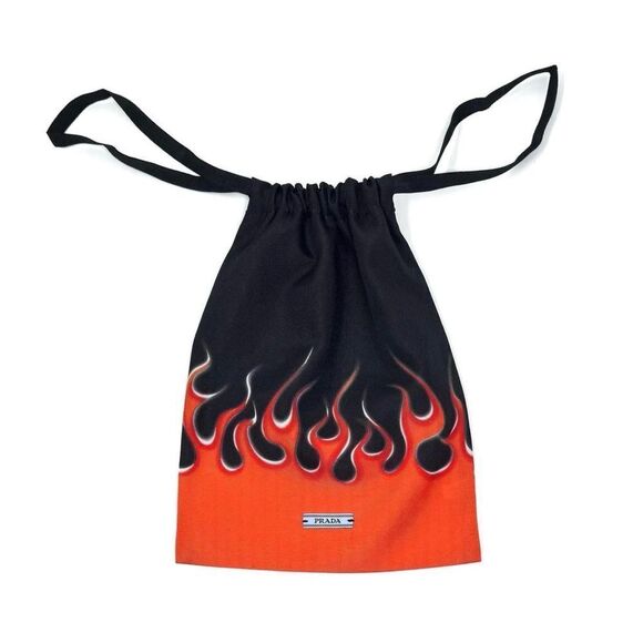 PRADA Flame Drawstring Dust Bag in Orange/Black￨(Size 7.5" x 9") - Picture 4 of 8